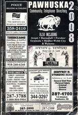 Pawhuska Oklahoma 2007-2008 Community Telephone Directory Phone Book 136 Pages