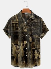 Classic Horror Movie Frankenstein Halloween Print Unisex Buttoned Hawaiian Shirt
