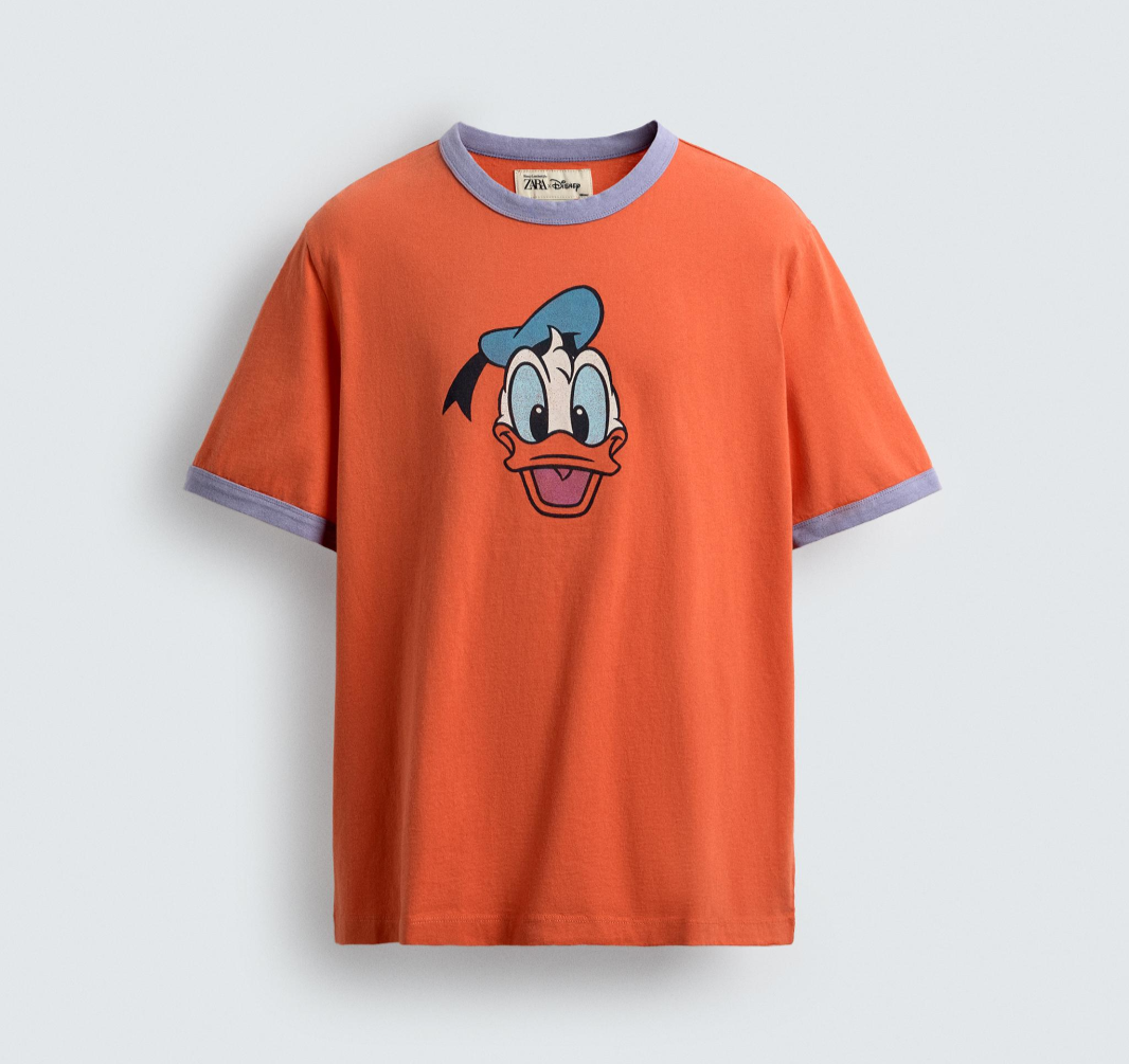 Zara x Harry Lambert x Disney Donald Duck T-Shirt Orange Size XS S