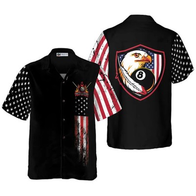 Billiards Eagle American Flag Hawaiian Shirt