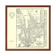 Old Map of Olympia, WA 1920 - Vintage Olympia Washington Art