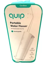 Quip Cordless Rechargeable 2 Pressure Modes Plastic Water Flosser, White, SEALED