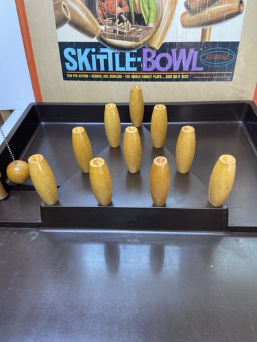 Vintage 1969 Aurora Skittle Bowl Game Family Ten Pin Action Complete Wood Parts - Picture 9 of 21