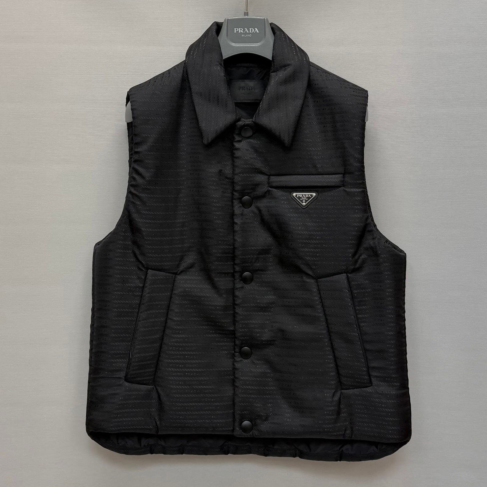 Prada Triangle Logo Pattern Nylon Padded Vest (10… - image 2