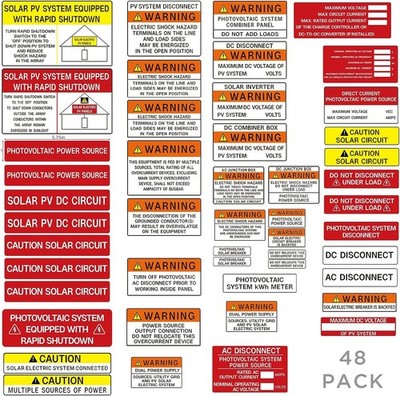 Photovoltaic Solar System Installer Label Kit | 2020 | 2017 Code | Electrical...