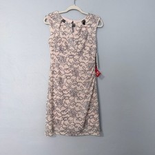 Scarlett Metallic Floral Lace Sleeveless Cocktail Dress w/ Cutout Detail 6
