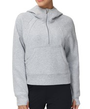 Womens Hoodies Half Zip Long Sleeve Fleece Crop Pullover Sweatshirts Pockets L
