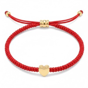 Authentic Lucky Red String Bracelet With Gold plated Heart