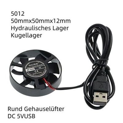 50mm USB Rund Kühler Silent Lüfter Cooling Fan DC 5V für Desktop PC Gehäuse
