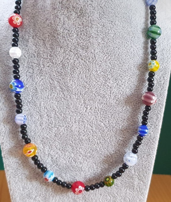 neu Handmade Perlen Kette Murano Millefiori Glas bunt Schmuck Lampwork Boho