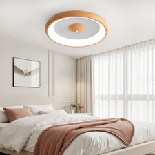LED Ceiling Light Wood,Round Natural Wooden Lamp for Bedroom,Hallway,Home,41cm 