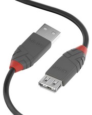 Image of LINDY 36701 USB 2.0 Type A Extension Cable, Anthra Line - Black, 0.5m 0.5m Anthr