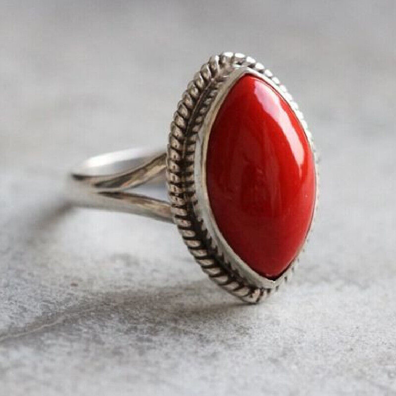 BIG HAND silver925×k18×coral×Ruby StiloVero Ginkgo Leaf Ruby Ring, 925 Sterling Silver, 24K
