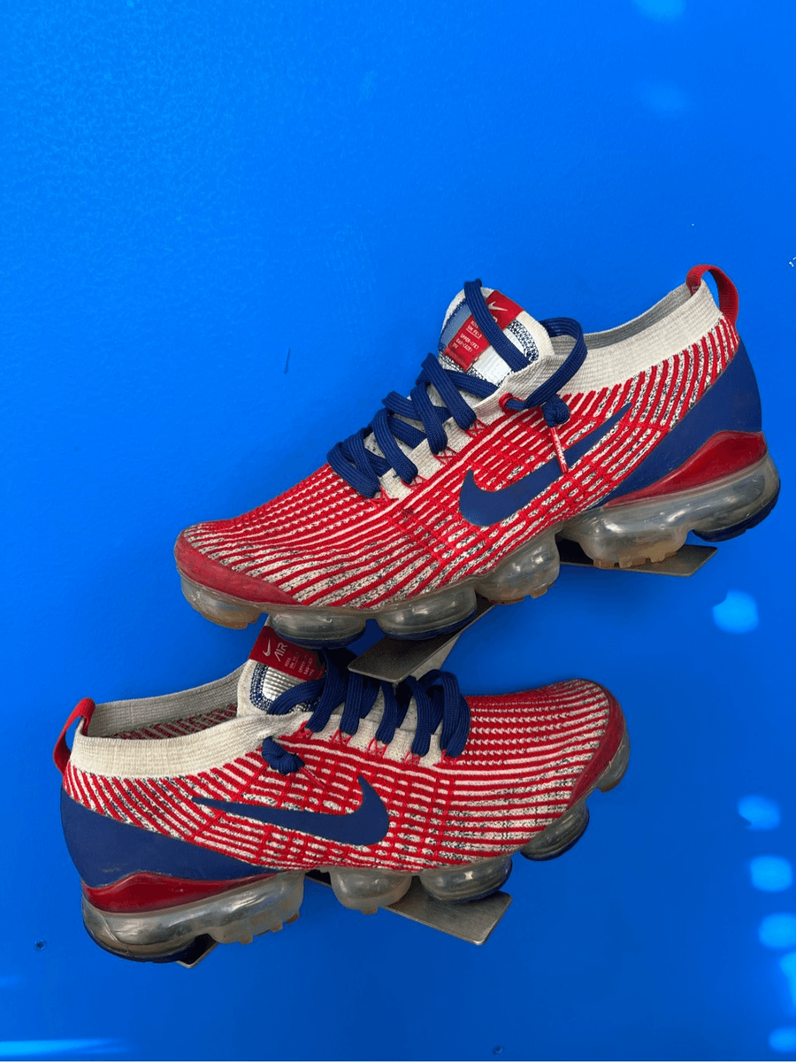 Nike Air VaporMax Flyknit USA” Shoes Red White Blue CW5585-100 Men’s Size  10