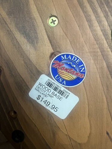 Vintage Holz geschnitzt Stockente Köder Jagd Lampe Made in Montana USA funktioniert - Bild 6 von 6