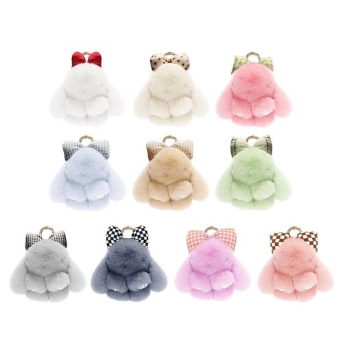 Fluffy Bow Bunny Keychain Plush, Cute Plush Rabbit Keychain Bunny Keyring R4Z9 - Picture 6 of 31