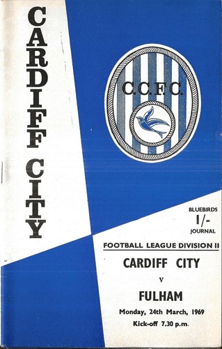 Football Programme CARDIFF CITY v FULHAM Mar 1969 - 第 1/1 張圖片