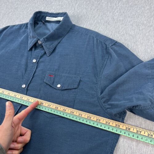 Criquet Corduroy Shirt Mens XXL Blue Short Sleeve Pearl Snap Lightweight Western - Picture 7 of 9