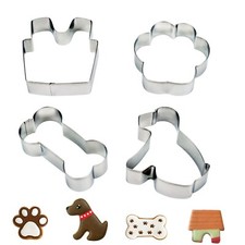 Dog Cookie Cutter Set - 4 Pcs - Dog,Paw Print,Dog House,Dog Bone,Biscuit Mold
