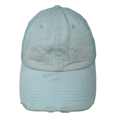 KB ETHOS Vintage Strapback Trucker Hat Ponytail Blue One Size Mesh Back