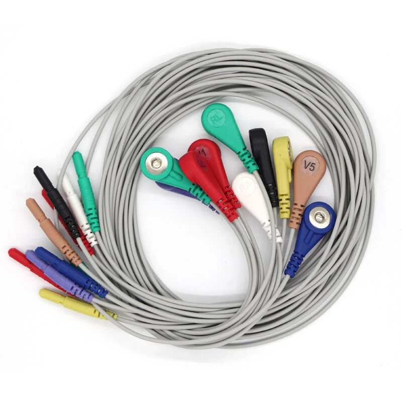 Snap Type ECG EKG Cable 12-lead wire for electrocardiograph