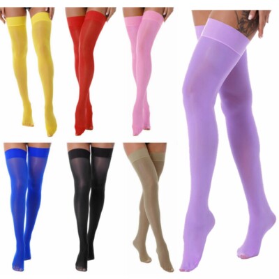 Women's Oil Shiny Thigh High Stockings Glossy Transparent Overknee Stocking Sexy