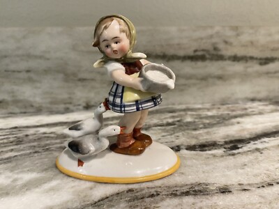 Fasold & Stauch vintage Porcelain Figurine - Girl with Geese #16466