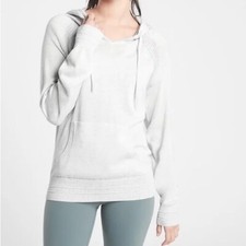 Women  s Athleta gray Evergreen hooded lightweight sweater size XS