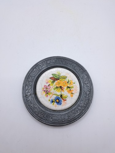 Zinn Teller - Wand Teller - Wandteller - Ø 10,5 cm - Motiv Blumen - 4 Stück - Bild 9 von 11