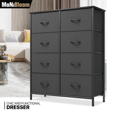8 Drawer Dressers Fabric Chest Drawer Black Clothing Organizer Bedroom Furniture