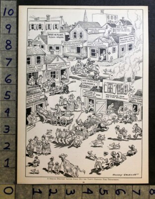 1921 YAPPS CROSSING FIRE DEPARTMENT JOHN GRUELLE CARTOON COMIC ART PRINT FC5058