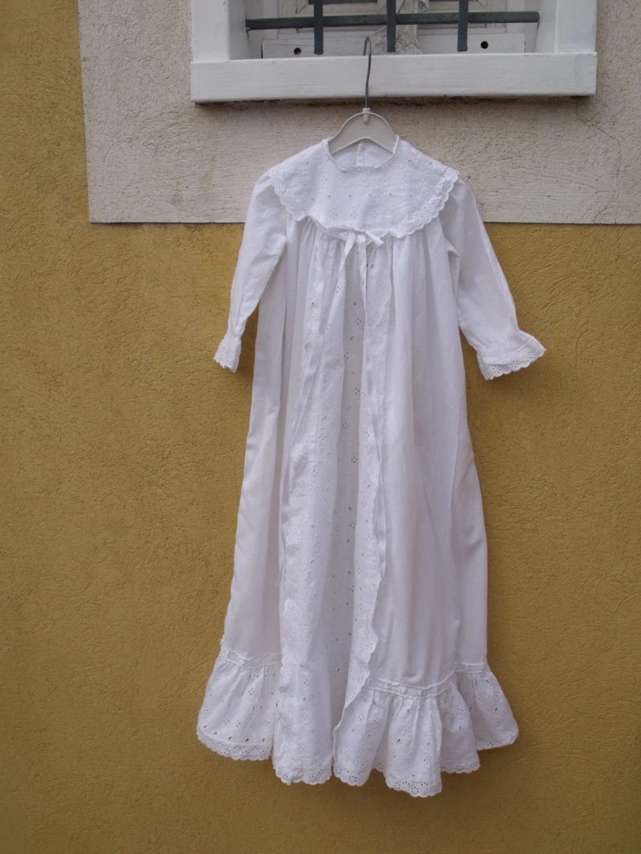 Robe De Baptême Vintage Années 50 - Blanc Plumetis Et Dentelles - État Impeccable