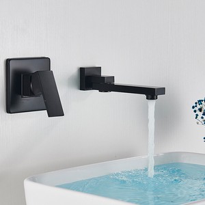 Schwarz Wandmontage Waschtischarmatur Unterputz Bad Wasserhahn