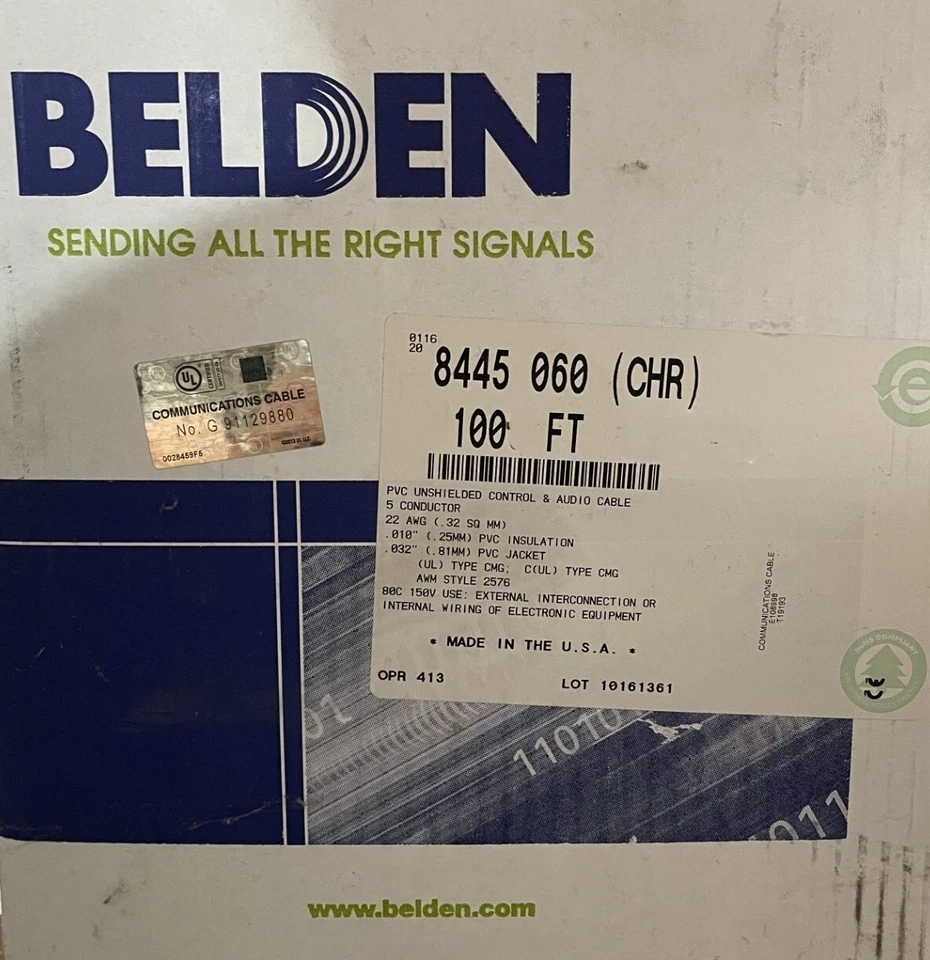 Cabo multicondutor Belden 8445 060, 5C, 22AWG, 7x30, cinza, TC - 100 pés Comprimento - Imagem 2 de 3
