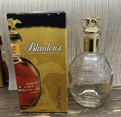 Blanton s Gold Empty Bourbon Bottle Unrinsed Letter A & Box Included