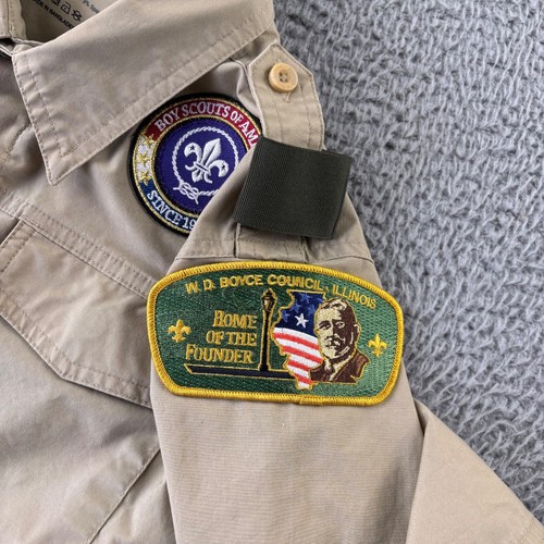 Boy Scouts of America BSA Youth Shirt Tan Large Vented Microfiber Sewn Patches - Picture 3 of 8