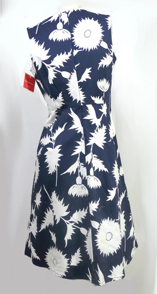 Nuevo con etiquetas Vestido Vaina Isaac Mizrahi 2003 Rich Forrado Algodón Azul Marino Sin Mangas Línea A 10 Foto 4 de 4