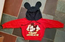 Vintage Disney Mickey Mouse Pull Over Hoodie w/ Ears Toddler Baby 80s/90s