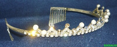 Vintage Crystal Tiara Hair Band Princess Crown Rhinestone  display picture 3