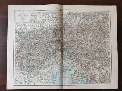 ANTIKE ORIGINAL KARTE-DER ZEITATLAS-DIE ÖSTERREICHISCHEN ALPEN-ALLGEMEINKARTE-1895
