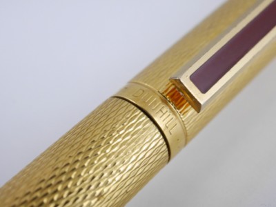 dunhill Gemline Gold Plated Barley Bordeaux Clip Ballpoint Pen (d