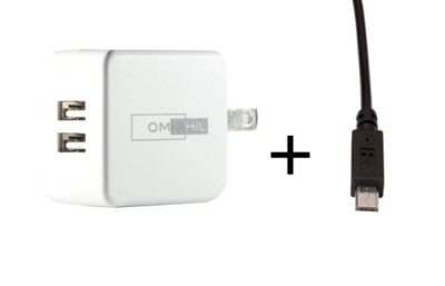 [UL Listed] 2-Port Wall Charger+5FT MICRO-USB Cable for TRIBIT XSOUND SURF