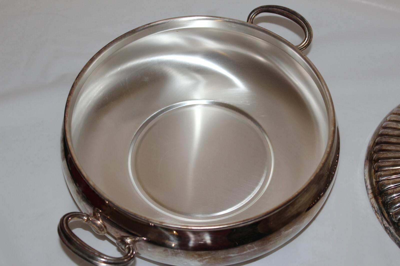 GORHAM HERITAGE SILVER PLATE COVERED CASSEROLE SERVING DISH GLASS OVEN