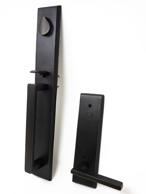 EMTEK Rustic Modern Rectangular Full Plate Dummy Handleset Sandcast Bronze Colle