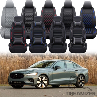 Full Set PU Leather Car Seat Cover 5 Seat Front Rear Cushion For Volvo S60 S90