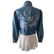 Grace Huxley Hand-painted Crane Denim Jacket