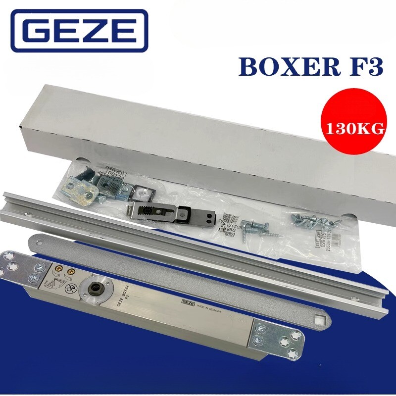 Geze boxer F3 door closer with rail, silver, EN 3, for 130 kg