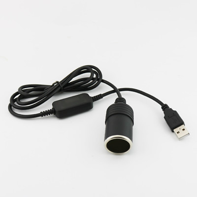 USB 2.0 Male to 12V Car Cigarette Lighter Socket Step Up USB to 12V Cable  3FT