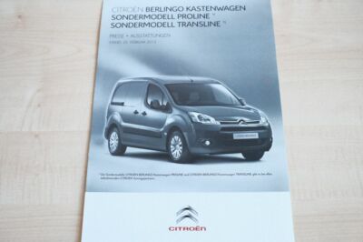 233707) Citroen Berlingo Kastenwagen Proline - Preisliste - Prospekt 02/2013