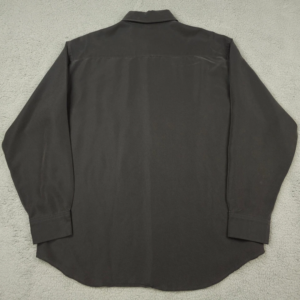 Bugatchi Shirt Mens XXL Dark Gray Textured Stripe Modal Long Sleeve Button Up - Image 2 of 4